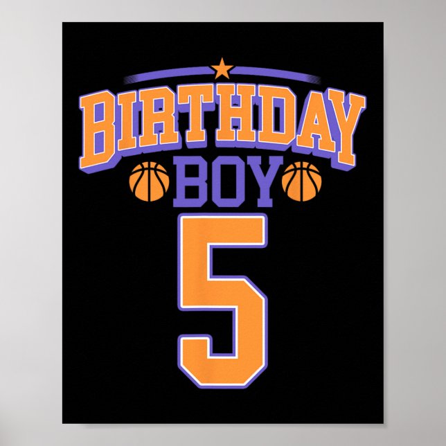 Poster 5 Birthday Boy Basball De Mais De 5 Anos (Frente)