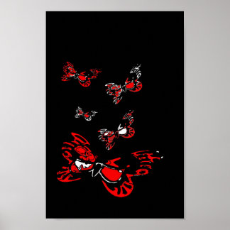 Póster 5 Borboletas Vermelhas