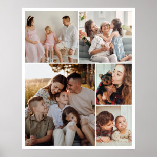 Poster 5 Colagem de Fotos Grade de Imagem Personalizada