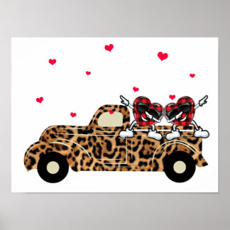 Poster 5 Corações de Xadrez Búfalo em Caminhão Leopardo n