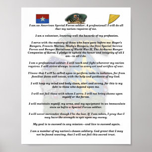 Poster 5 Especial Forces Green Berets vietnam creed