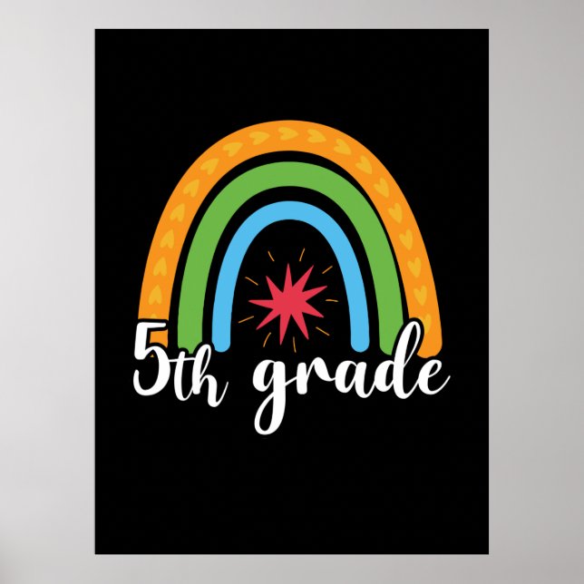 Poster 5 Grau 5 Teacher Grau Rainbow Star (Frente)