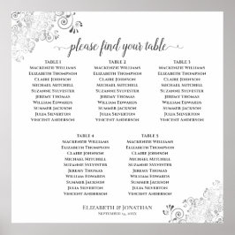 Poster 5 Mesa Simples Gráfico de Casamento Prateado