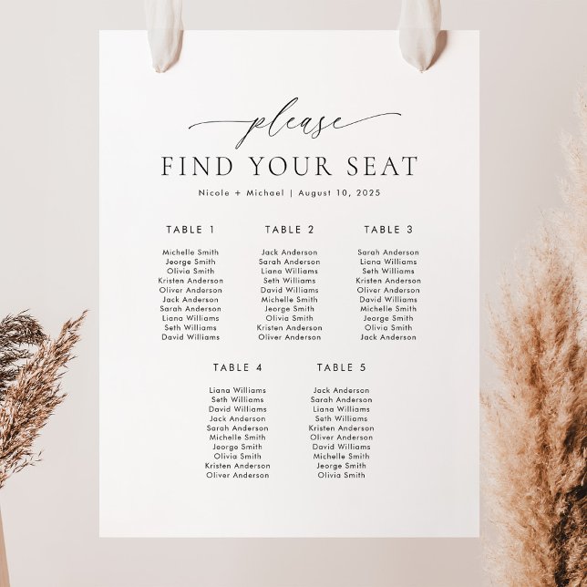 Poster 5 Mesas Localize seu gráfico de assentos (Criador carregado)