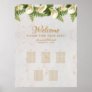 Poster 5 Mesas Sentadas Calla Lily Marble Casamento