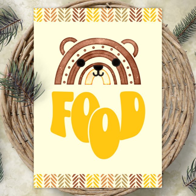 Poster 5 x 7 Estação de Comida Boho Woodland Bear Anivers (Criador carregado)