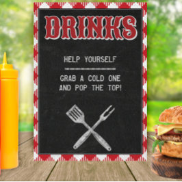 Poster 5x7 CHURRASCO de quintal Bebidas Birthday Sinal de