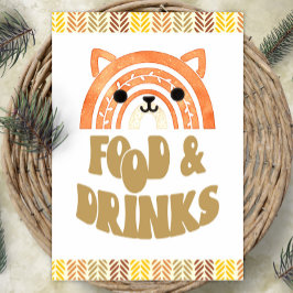Poster 5x7 Comida e Bebida Boho Floresta Raposa Aniversár