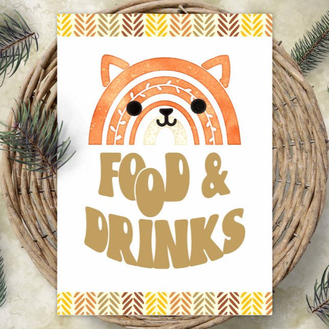 Poster 5x7 Comida e Bebida Boho Floresta Raposa Aniversár (Criador carregado)