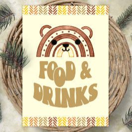 Poster 5x7 Comidas e Bebidas Boho Woodland Bear Aniversár