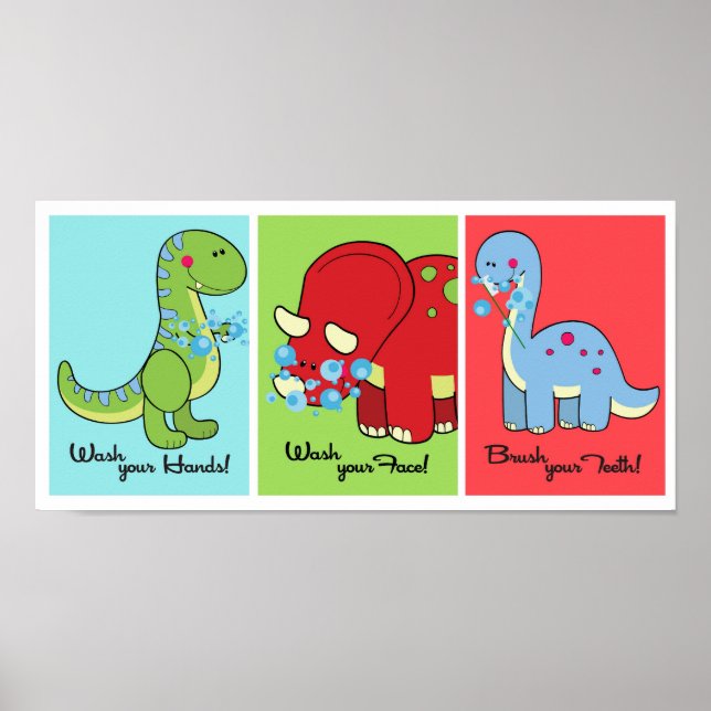 Póster 5x7 Dinossaur Dino World Bathroom Wall Art (Frente)