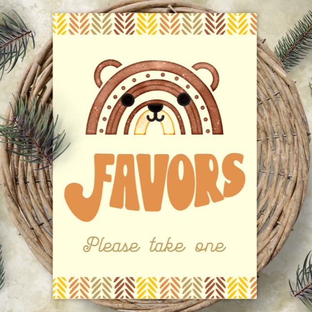 Poster 5x7 favorece o Boho Woodland Bear Birthday (Criador carregado)