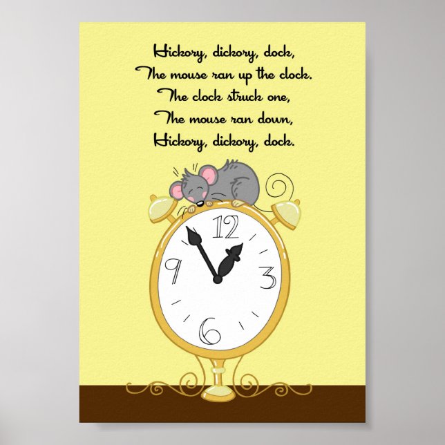Poster 5x7 Hickory Dickory Dock Rhyme Kids Room Wall Art (Frente)