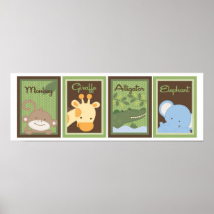 Poster 5x7 Jungle Safari Zoo Animal Beddy Wall Art