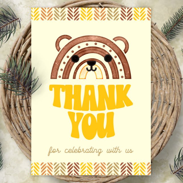 Poster 5x7 Obrigado Boho Floresta Urso Aniversário (Criador carregado)