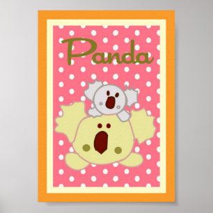 Póster 5x7 "Panda" Jungle Safari Baby Bedding Wall Art