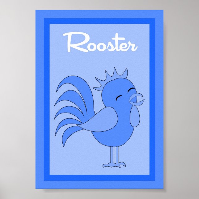 Poster 5X7 Rooster Barn Yard Boys Wall Art (Frente)