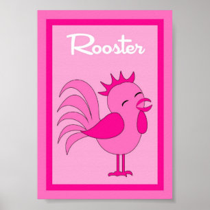 Póster 5X7 Rooster Barn Yard Girls Wall Art