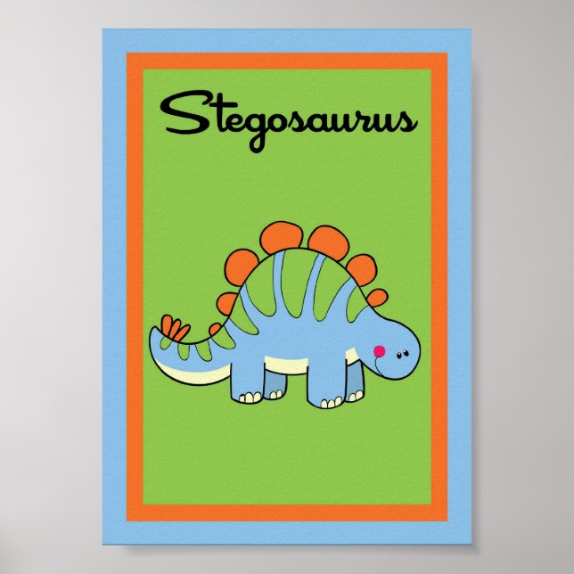 Póster 5X7 Stegossauro Dinossauros Wall Art (Frente)