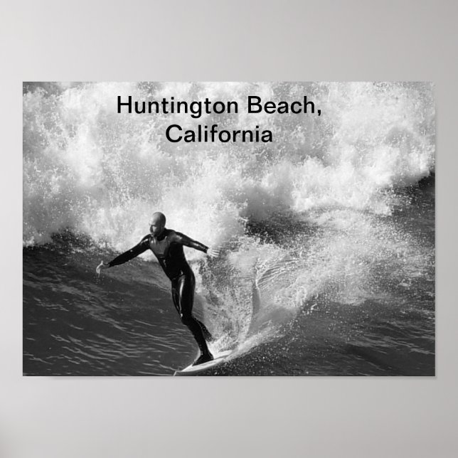 Póster 5x7 Surfer Blk whk, Huntington Beach, Califórnia (Frente)