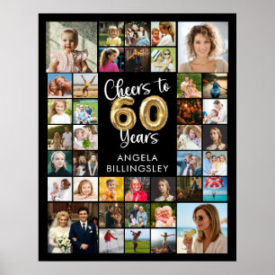Poster 60º Aniversário 39 Foto Colagem Cheers to 60 Anos