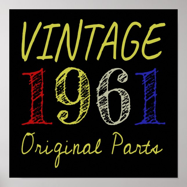 Poster 60º aniversário Gift Vintage 1961 Partes originais (Frente)