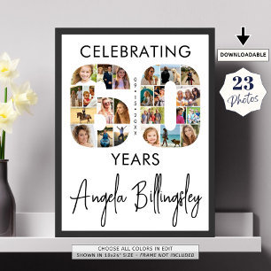 Poster 60º Aniversário Número 60 23 Colagem de Fotos