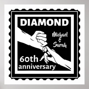 Poster 60.º aniversário de casamento em diamante tradicio