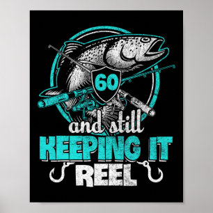 Poster 60.º Aniversário Engraçado de Pesca Camisa Pescado