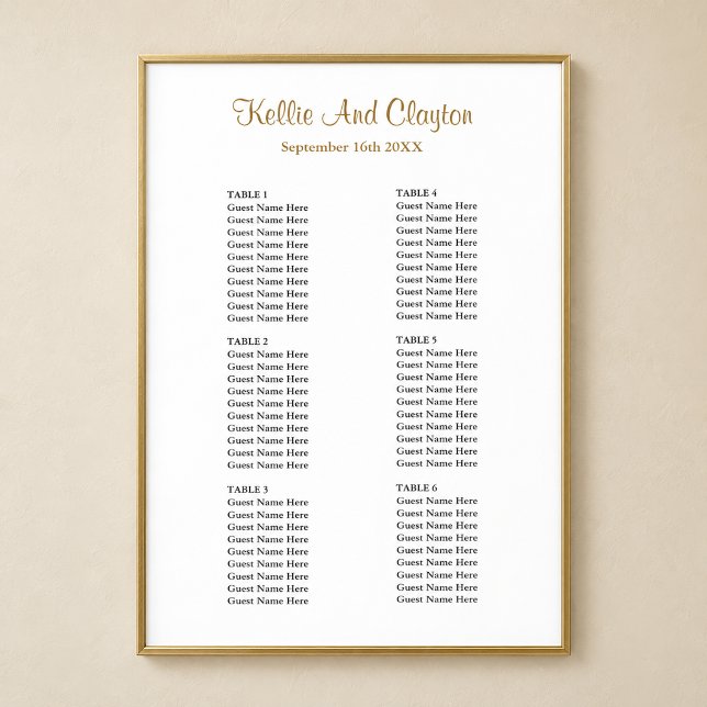 Poster 60 Carta de Assentos de Casamento Simples (Criador carregado)
