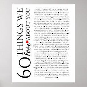 Poster 60 coisas que amamos em você, 70 80 de aniversár