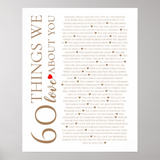 Poster 60 coisas que amamos sobre você, 70 80 de aniversá (Frente)