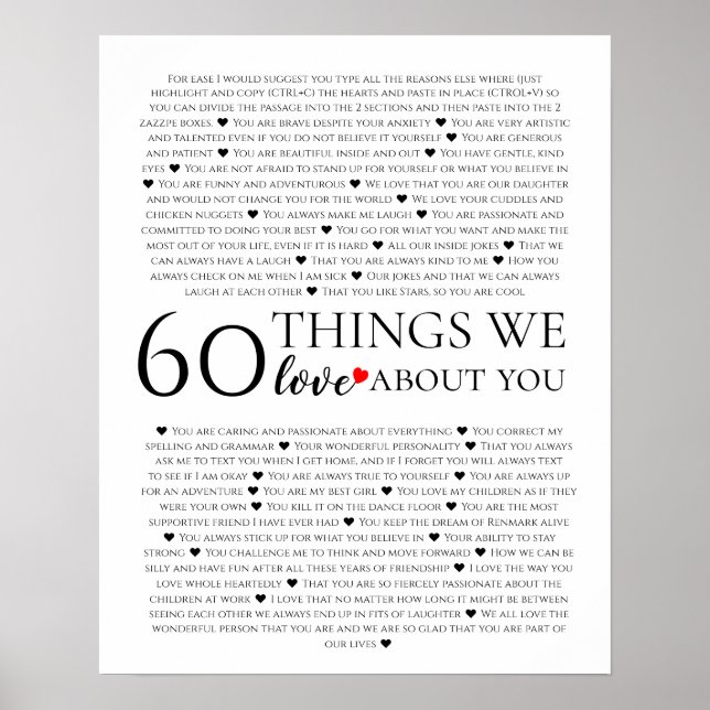 Poster 60 coisas que amamos sobre você, 70 80 de aniversá (Frente)