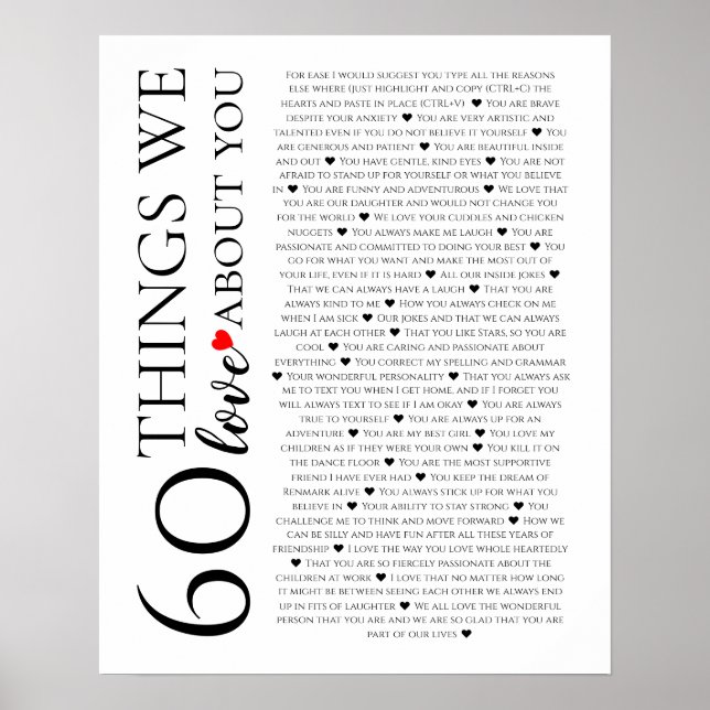Poster 60 coisas que amamos sobre você, 70 80 de aniversá (Frente)