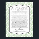 Poster 60 coisas que amamos sobre você, fã do Art Deco 19<br><div class="desc">editável projetado pela Arty Apple Limited</div>