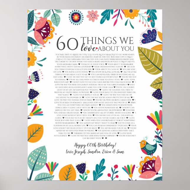 Poster 60 coisas que amamos sobre você, scandi folk moder (Frente)