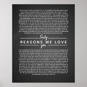 Poster 60 razões pelas quais amamos seu presente de anive