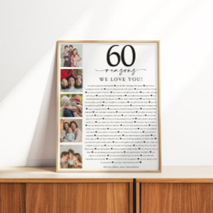 Póster 60 Razões pelas Quais Nós Amamos Você Aniversário