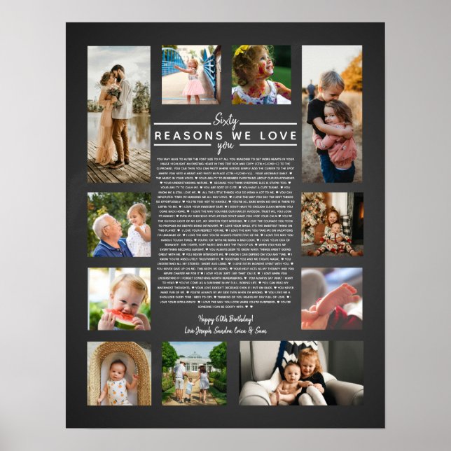 Poster 60 razões pelas quais nós te amamos presente de an (Frente)