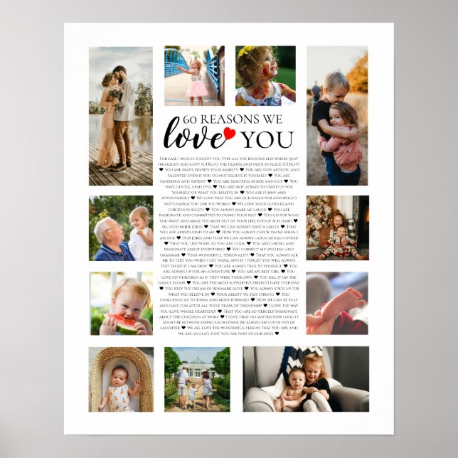 Poster 60 razões pelas quais te amamos 80 60 anos 40 (Frente)