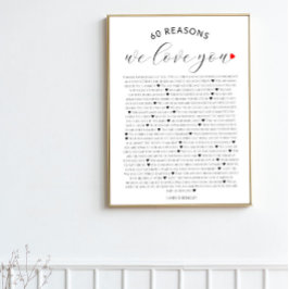 Poster 60 razões pelas quais te amamos 80 60 anos 40