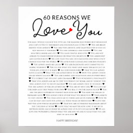 Poster 60 razões pelas quais te amamos 80 60 anos 40