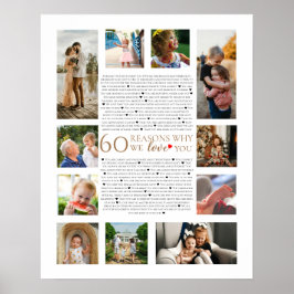 Poster 60 razões pelas quais te amamos 80 60 anos 50