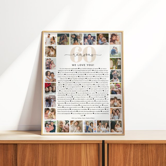 Póster 60 Reasons We Love You Photo Collage Keepsake Gift (Criador carregado)