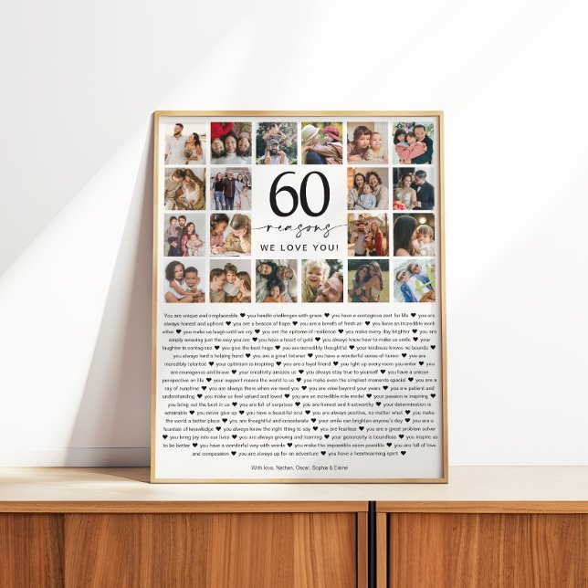 Póster 60 Reasons We Love You Photo Collage Keepsake Gift (Criador carregado)