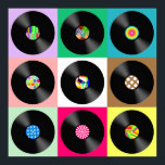 Poster 60 Retro Vintage Vinyl Record Pop Art<br><div class="desc">Coleção de registros Vintage vinil.</div>