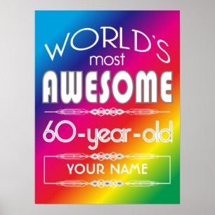 Póster 60th Arco-íris fabuloso dos mundos do aniversári
