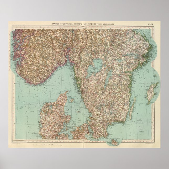 Póster 6364 Suecia, sul da Noruega (Frente)