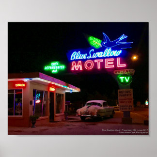 Poster 66 Neon | Motel de andorinha azul | Tucumcari, NM