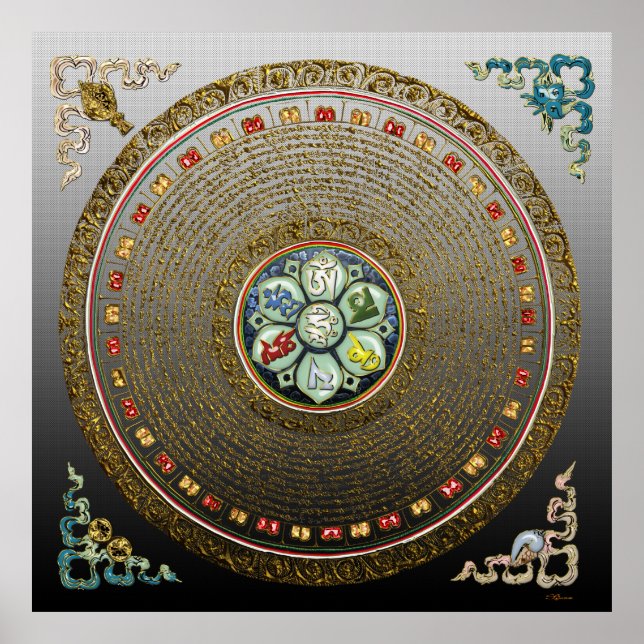 Póster [66] Round Tibetano "OM" Mantra Mandala (Frente)